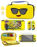GLDRAM Yellow Carrying Case for Nintendo Switch, Accessories Bundle for Fortnite Peely with Portable Travel Storage Bag, PC Protective Skin Cover for Console & Joycon, Screen Protector & Thumb Cap
