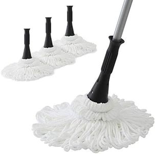 Eyliden Mop with 4 Reusable Heads, Easy Wringing Twist Mop, with 57.5 inch Long Handle, Wet Mops for Floor Cleaning, Commercial Household Clean Hardwood, Vinyl, Tile, and More