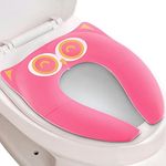 Gimars Upgrade Large Non Slip Silicone Pads Travel Folding Portable Reusable Toilet Potty Training Seat Covers Liners with Carry Bag for Babies, Toddlers and Kids, Pink