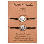 CERSLIMO Friendship Bracelet for Girls - Best Friend Bracelet Friendship Gifts for 2 Girls, Friendship Bracelets Gifts for Women | Bff Friendship Bracelets Moon Sun Birthday Christmas, Silver/Black