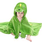 Tonwhar 0-3 Years Toddler Boys Girls Animal Face Hooded Blanket,Unisex Baby Plush After Bath Blanket, (0-3 Years, Green Dinosaur)