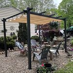 PURPLE LEAF 10' X 12' Outdoor Retractable Pergola with Sun Shade Canopy Patio Metal Shelter for Garden Porch Beach Pavilion Grill Gazebo Modern Yard Grape Trellis Pergola, Beige