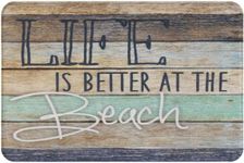 JOOCAR Life is Better at The Beach Door Mats Wood Stripe Entrance Beach Rug Door Mat for Indoor, 40x60 cm, Non-slip Entrance Rug Machine Washable Soft Doormats for Kitchen Bathroom Bedroom