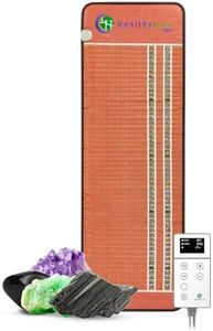 РЕМF Far Infrared Heating Pad - Biomat for Pain Relief and Healing - Pulsed Electromagnetic Field Therapy - Full Body Mat Auto Shut Off - Amethyst, Tourmaline and Obsidian Gemstones