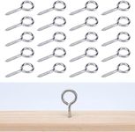 Muzata 20pack 2.0Inch M4 Screw Eye Hook Wood Screws Metal Hook T316 Stainless Steel for Wood Securing Cable Wire Terminal Ring Eyelet Stand Self Tapping Eye Bolt Indoor Outdoor CN22 HN1