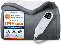 Bedsure Heated Blanket Electric Throw - Flannel Electric Blanket, Heating with 10 Time Settings, 6 Heat Settings, Overheat Protection, 130x160cm, Grey