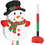 WERNNSAI Christmas Snowman Pinata - Pull String Snowman Pinata with Blindfold and Bat for Kids Christmas Birthday Party Game Supplies Christmas Snowman Decoration Holiday Home Outdoor Yard