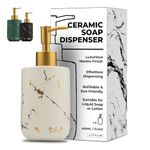 JJ PRIME - Ceramic Shower Soap Dispenser 400ml | Marble Look Pump Bottle Dispenser | Hand Soap Dispenser Bottle with Pump | Kitchen Soap Dispenser Bathroom Bottles | Hand Wash Dispenser (White)