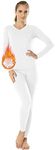 MANCYFIT Womens Thermal Underwear Long Johns Set with Fleece Lined Ultra Soft V Neck White XX-Large