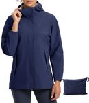 TBMPOY Women's Rain Jackets Waterproof Packable Lightweight Raincoat Outdoor Cycling Windbreaker With Hood CA Navy M