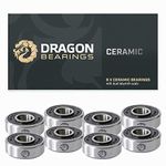 Fireball Dragon Skateboard Bearings Set (8 Pack) - 608 Longboard Bearings for Skateboard Inline & Roller Skate - Fast Precision Ceramic Bearings with Dual Labyrinth Shields (Ceramic)