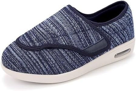 Secret Slippers Women's Diabetic Shoes, Lightweight Wide Width Walking Sneakers with Adjustable Closures for Diabetic Edema Plantar Fasciitis Bunions Arthritis Swollen Feet, Blue Blended Yarn, 8 Wide