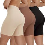 INNERSY Womens Cycling Shorts Anti-chafing Shorts for Under Dresses No VPL Lycra Shorts 3 Pack (XX-Large, Black/Beige/Brown)