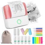 HUIJUTCHEN Mini Printer, Portable Inkless Pocket Printer Wireless Bluetooth Photo Printer for iOS & Android Sticker Printer Machine with 10 Rolls Thermal Paper (X6-Pink and White)