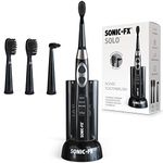 Sonic-FX Solo Electric Toothbrush - 3 Brushing Modes - with Intelligent Auto-Timer, includes 2 Tooth Brush Heads, and 1 Interdental Head, Rechargeable, Electronic Charging/Storage Base (Black)