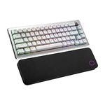 Cooler Master CK721 Sliver White Hybrid Wireless Mechanical Red Switch Keyboard with 65% Format, USB-C Connectivity, and 3-Way Dial