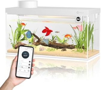 Smart Fish Tank Aquarium Kit with APP Control and Auto Feeder - 1.5 Gal Fish Tank Multi-Layer Filtration System Silent Pump & UHD Glass - 16 Million DIY Colors Includes Mini Magnetic Scrubber Scraper