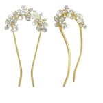 Sanas Bridesmaid Hair Pin 1Pc Clip Holder Hairpin Wedding Hair Barrettes U Sticks Rhinestone Fork Decoration Chopsticks for Women and Girls 1Pc (Golden)