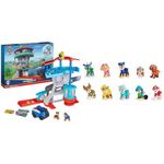 Paw Patrol Lookout Tower Playset with Toy Car Launcher, 2 Chase Action Figures & 10th Anniversary, All Paws On Deck Toy Figures Gift Pack