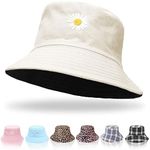 Keho Bucket Hats Women - Reversible Cotton Summer Beach Sun Hats Foldable Fisherman Hat for Travel Beach Hiking UK