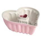 Paris Hilton Cast Aluminum Heart Shaped Fluted Cake Pan, Pink