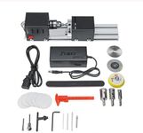 Onetuon Mini Lathe Beads Polisher Machine DIY CNC Machining for Table Woodworking Wood DIY Tool Lathe Standard Set 6 in 1 (Black)
