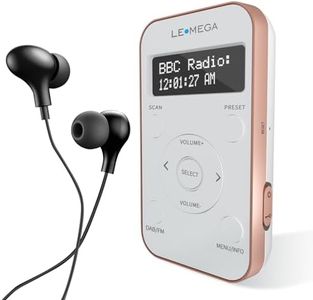 LEMEGA PR1L Radio Dab de Bolsillo, Radio FM, Radio Dab+ portátil, Auriculares incluidos, batería Recargable, 40 presintonías, Pantalla LCD, Radio Dab Deportiva con Interruptor bloqueable. Champán