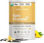 Sprout Living Epic Protein, Plant Based Protein & Superfoods Powder, Vanilla Lucuma Powder | 20 Grams Organic Protein Powder, Vegan, Non Dairy, Non-GMO, Gluten Free, Low Sugar (2 Pound, 24 Servings)