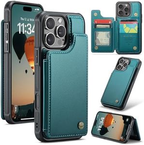 ELEPIK for iPhone 16 Pro Case with Card Holder, Kickstand [5 Card/Cash Holder] [for Women & Men] [Durable PU Leather] Magnetic Wallet Phone Cover for iPhone 16 Pro, Fashion Green