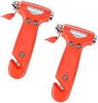 BELOMI 2 Pack Car Safety Hammer, Emergency Escape Tool with Window Breaker and Seat Belt Cutter, 5-in-1 Auto Multifunctional Escape Hammer for Accident, Vehicle Survive Accessories (Orange)