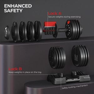 Yaheetech Adjustable Dumbbell Set, 24kg – Home Strength Training