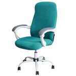 HOKIPO Office Chair Cover Water Resistant Stretch Jacquard Computer Chair Slipcover for Armrest Chairs, Large, Teal (AR-4930-TEAL)