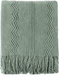 BATTILO HOME Sage Green Throw Blanket for Sofa Couch Office Living Room Home Décor Lightweight Textured Soft Cozy Knit Throw with Tassels Suitable All Seasons 50"x60"