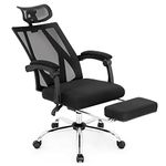 CASART Ergonomic Office Chair, High-Back Mesh Desk Chair with Retractable Footrest, Height Adjustable Seat & Headrest, Swivel Executive Chair Reclining Chairs for Home Office