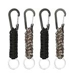 4 Pcs Paracord Keyring, Professional Paracord Keychain with Carabiner Clips, Braided Lanyard Key Chain with D-Ring Hook, Backpack Charm Suitable, for Keys Outdoor Camping Hiking Backpack Fit Men Women