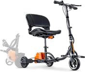 SuperHandy 3 Wheel Folding Mobility Device Electric Powered Portable Ultra Lightweight Compact Collapsible Design Long Range Travel with 2 Detachable 48V Lithium-ion Batteries at a Max Load of 125kg