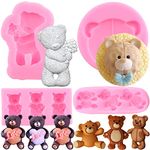 Mujiang Bear Fondant Silicone Molds for Chocolate Candy Polymer Clay Cake Decorating Set of 4