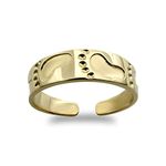 Jewelco London Ladies Solid 9ct Yellow Gold Foot Prints Carved Flat Toe Ring