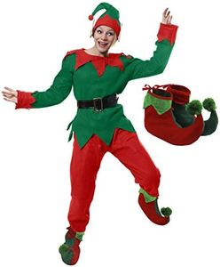 I LOVE FANCY DRESS Déguisement femme 5 pièces d'Elfe avec une veste + un pantalon + une ceinture + un bonnet à oreilles + des chaussures pour adulte. Ideal pour les fêtes de Noël. (Small)