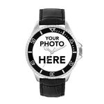 Toff London Personalised Engravable Photo Gifts for Men and Boys, Analogue Quartz Movement Watch with Leather Strap, Custom Made Watch