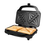 Hamilton Beach 2-Slice Sandwich Toaster, Deep Fill, Makes 2 Toasted Sandwiches, Non-Stick Hot Plates, XL Plates, Cool Touch Handle, Locking Latch, Automatic Temperature Control, 900W - HB1026, Black