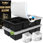 Walfos Large Ice Cube Tray with Lid, 2 Packs BPA Free Silicone Ice Cube Molds with Lids, Easy Release Square Ice Cube Trays for Cocktail, Whiskey, Champagne, Juice, Baby Food, Dishwasher Safe