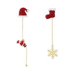 Christmas Snowflake Earrings Creative Climbing Santa Claus Earrings Sleigh Christmas Tree Christmas Hat Earring String Fringe Drop Dangle Earrings Fashion Jewelry Gift for Women Girls, Zinc, No Gemstone