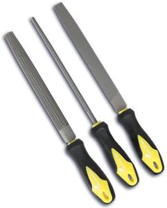 MORROWIND 3 Pcs Metal File Set, 8-Inch Carbon Steel Files with Flat, Half-Round, and Round Shapes, Heavy-Duty Hand Tools for Metal, Wood, Plastic and More, Yellow