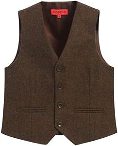 Gioberti Boy's Tweed Plaid Formal Suit Vest, Brown Graph, Size 14