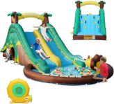 Dinosaur Water Slide Bounce House, Inflatable Bounce House for Kids Aged 3-10 with Dual Slide, Pool, Water Spraying, Climbing Wall and Tunnel Suitable for Outdoor & Backyard with 480W Blower
