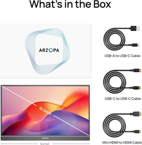 ARZOPA 16.1" Portable FHD IPS Monitor – HDMI/USB-C, Eye Care, Gaming