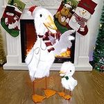 MAGGIFT 2 Pack Lighted Tinsel Ducks Christmas Decor, with Clear 50 Count Incandescent Lights, Light Up 30" Mother Duck and 12" Baby Duck Indoor or Outdoor Yard Lawn Festive Holiday Decoration