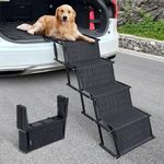 Beberoad Pets Portable Folding Pet Stair Ramp with Non-Slip Rug Surface, Lightweight Dog Ramps for Cars, SUVs, High Beds and Trucks, Pet Steps Dog Steps for Large Dogs (4 Steps Black)