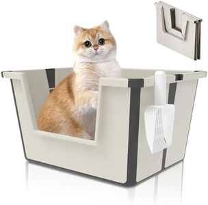 ANGELOYANG Travel Portable Cat Litter Box, Foldable High Side Low Entry Cat Potty Pan, Open Top Litter Tray, Anti Splashing Non-Stick Pet Toilet with Scoop, Indoor and Outdoor